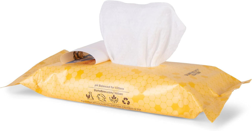 Burt's Bees premium kitten grooming sheets packaging layout