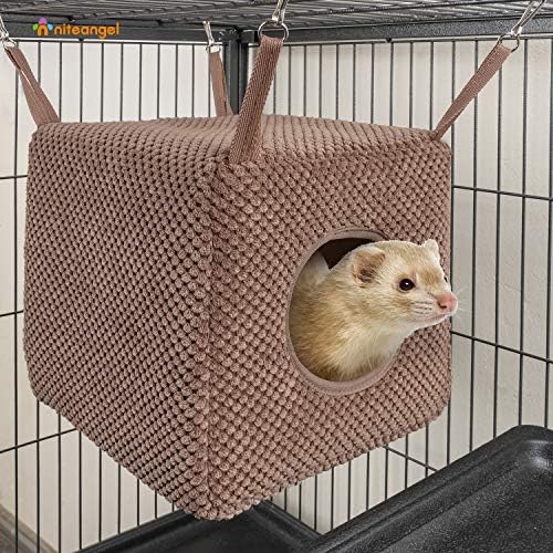 Side angle view of Niteangel chocolate brown small animal hideout