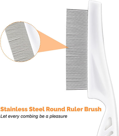 Fiyooau cat flea removal tool set demonstrating the two distinct sizes for full body grooming