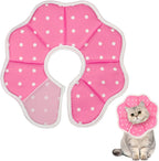 SUSWIM soft cat recovery collar front view on a pink background for kitten post surgery care