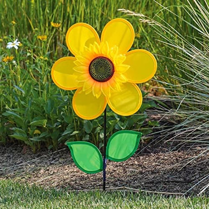 Detailed view of the fiberglass stem and ground stake for garden spinner