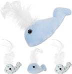 ABOOFAN interactive plush whale cat chew toys front view pack of four