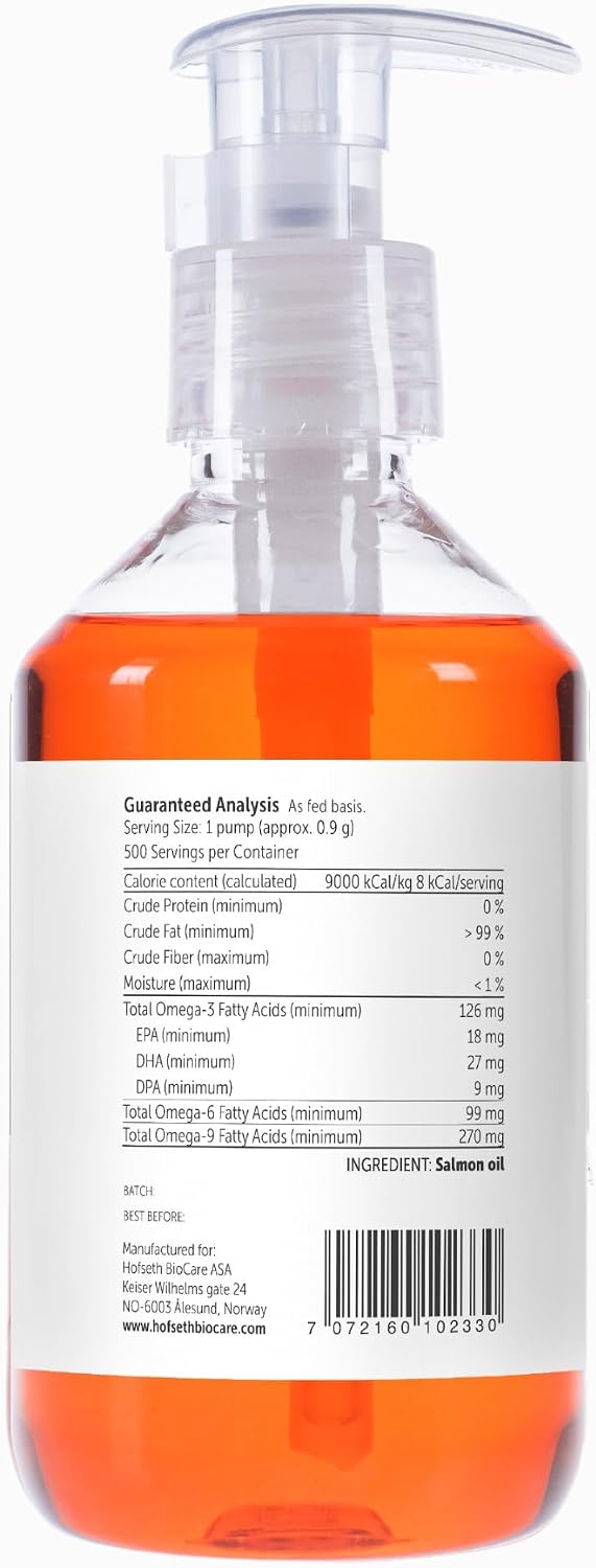 Nature's Diet pet food topper bottle detailing EPA and DHA nutrient facts