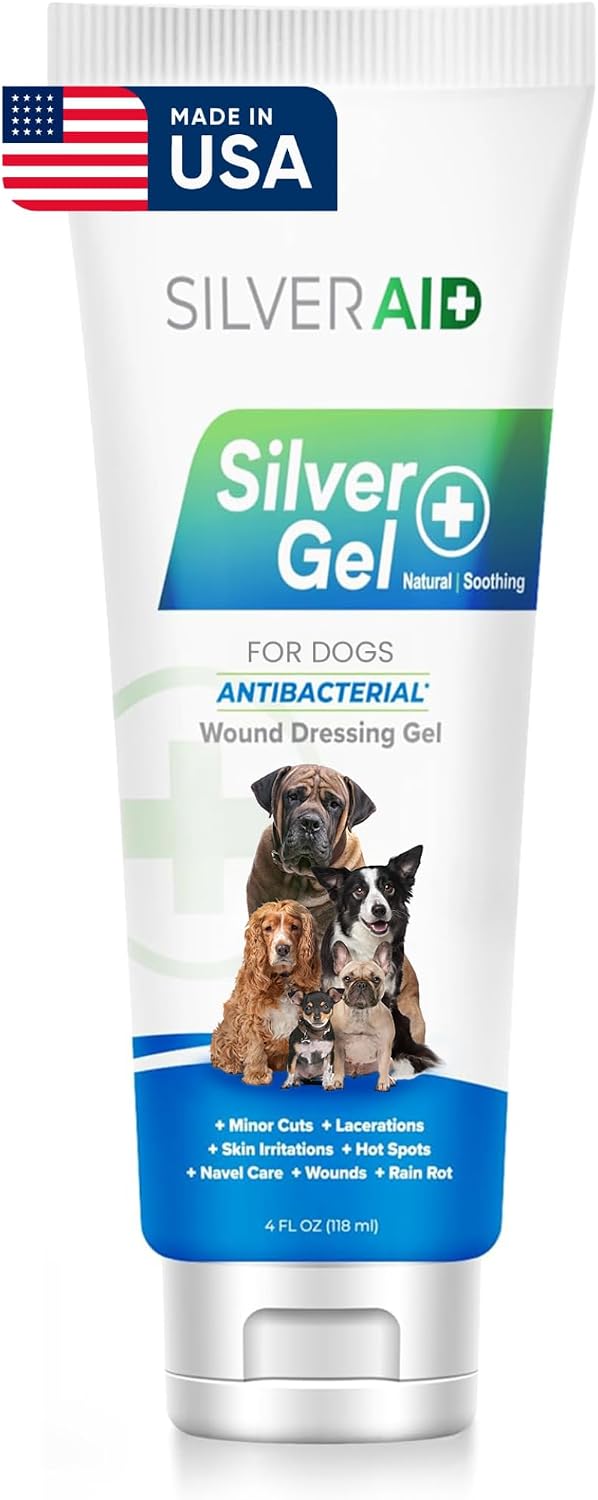 SilverAid hot spot treatment gel for dogs front view authentic pet wound care solution.