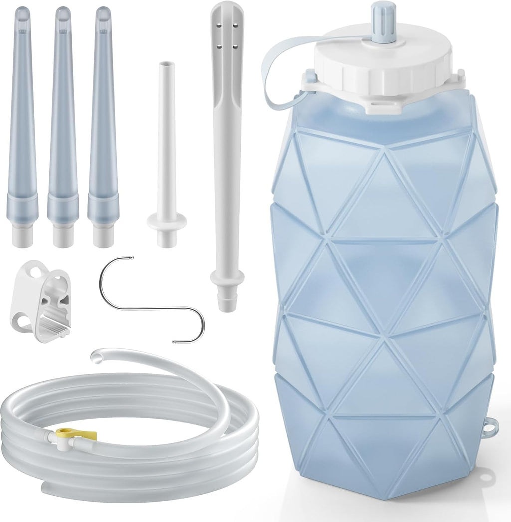 Smokitcen Collapsible Silicone Enema Bag Kit front view medical grade colon cleanser.