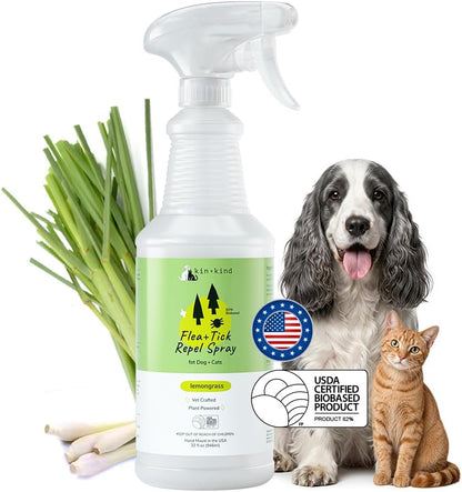 kin+kind Natural Flea and Tick Prevention for Dogs & Cats, Non-Greasy Coat Spray, Lemongrass, Vet-Formulated, 12 fl oz - Image 10