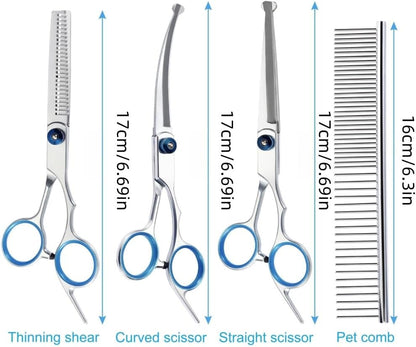 Close up of stainless steel thinning shear blades