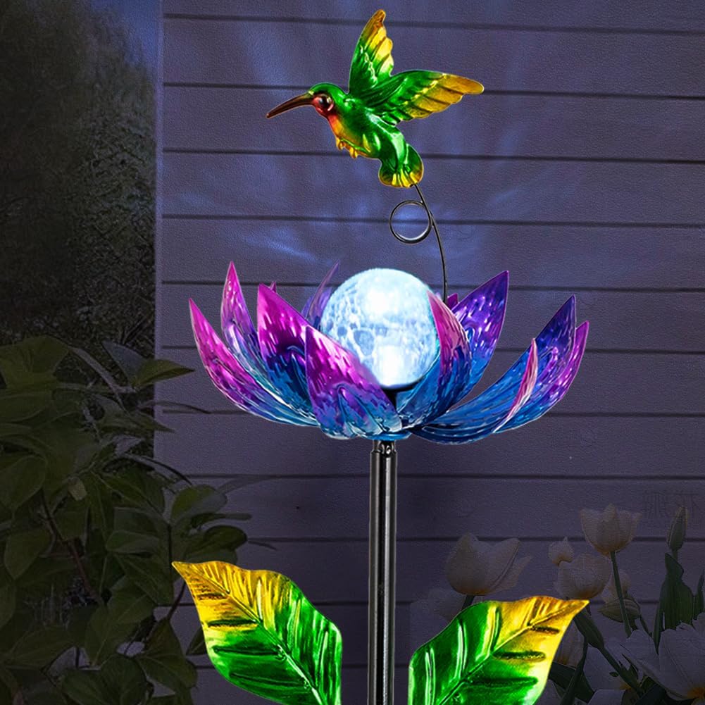 Sunnylight solar wind spinner hummingbird purple front view