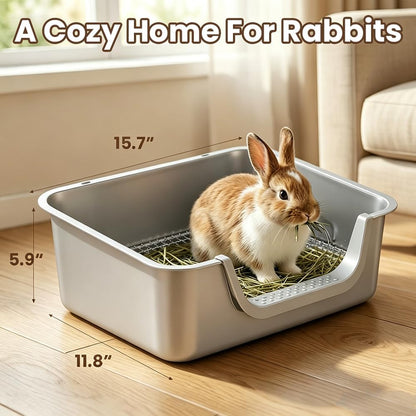 Extra large litter box inside a small animal wire cage
