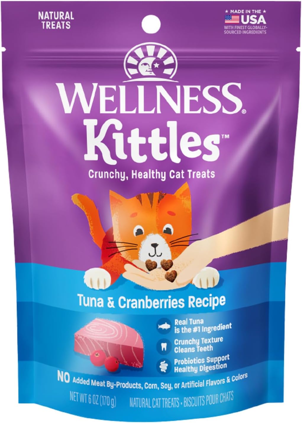 Wellness Kittles Crunchy Cat Treats, All Lifestages, Kitten to Senior, Natural, Grain Free, Chicken and Cranberry Flavor, 2 oz Bag - Image 15