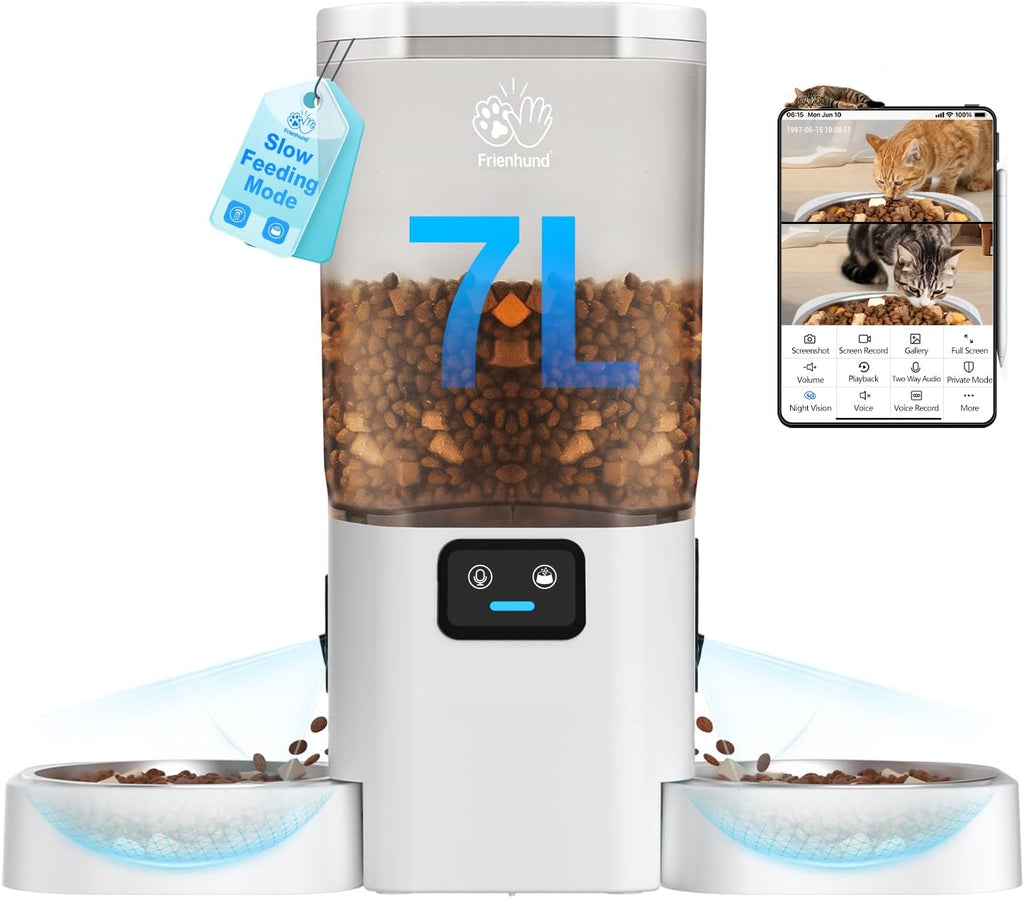 Frienhund Automatic Cat Feeder with 2K Camera: 5G WiFi Automatic Dog Feeder with Night Vision,Cat Food Dispenser with 7L Large Food Storage Container for Multiple Pet,Detachable for Easy Clean -29 Cup - Image 10