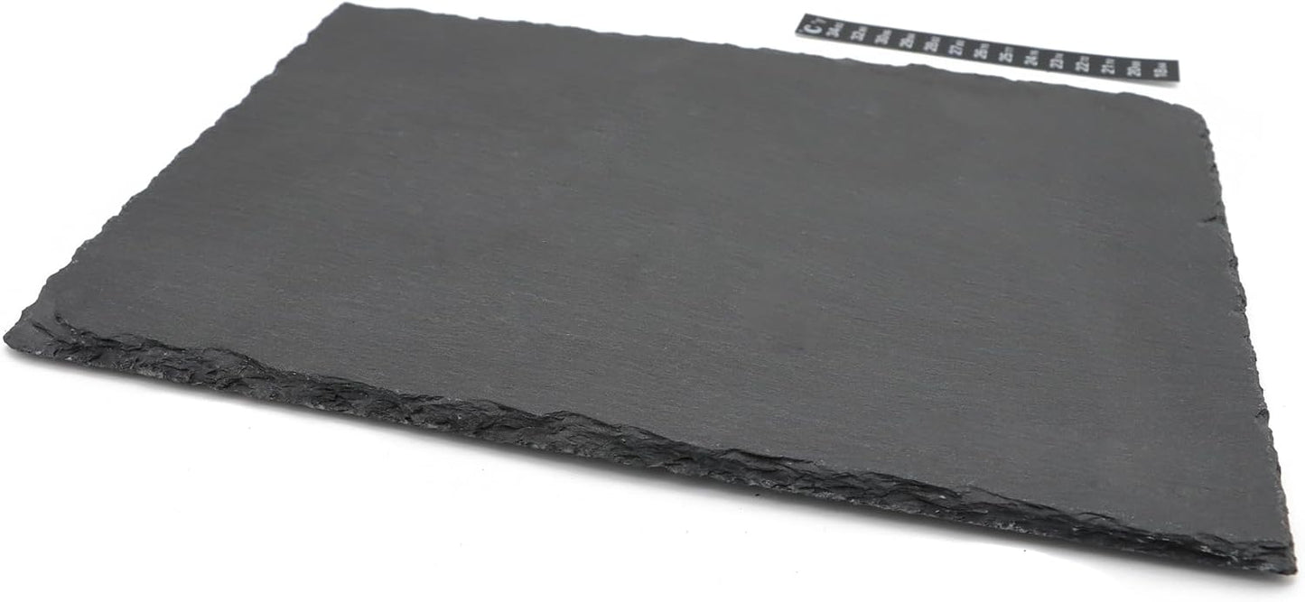 JIHAQUA Natural Slate Tile for Reptiles front view showing textured black stone texture