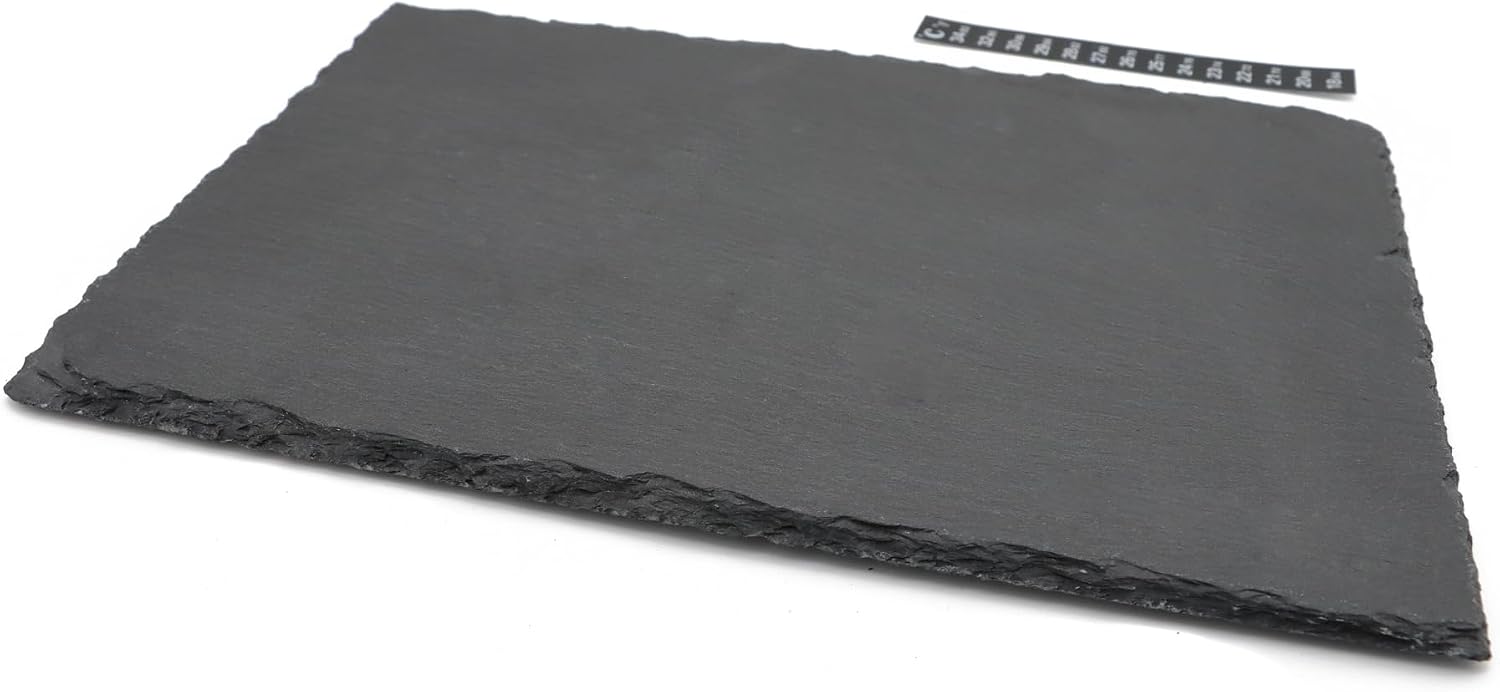 JIHAQUA Natural Slate Tile for Reptiles front view showing textured black stone texture