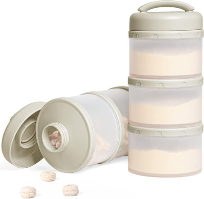 Termichy Stackable Formula Dispenser front view of warm grey two pack portable milk powder container