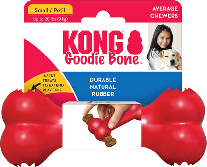 KONG Goodie Bone - Classic Durable Natural Rubber Dog Bone, Supports Mental Engagement - Treat Dispensing - Red - for Medium Dogs - Image 9