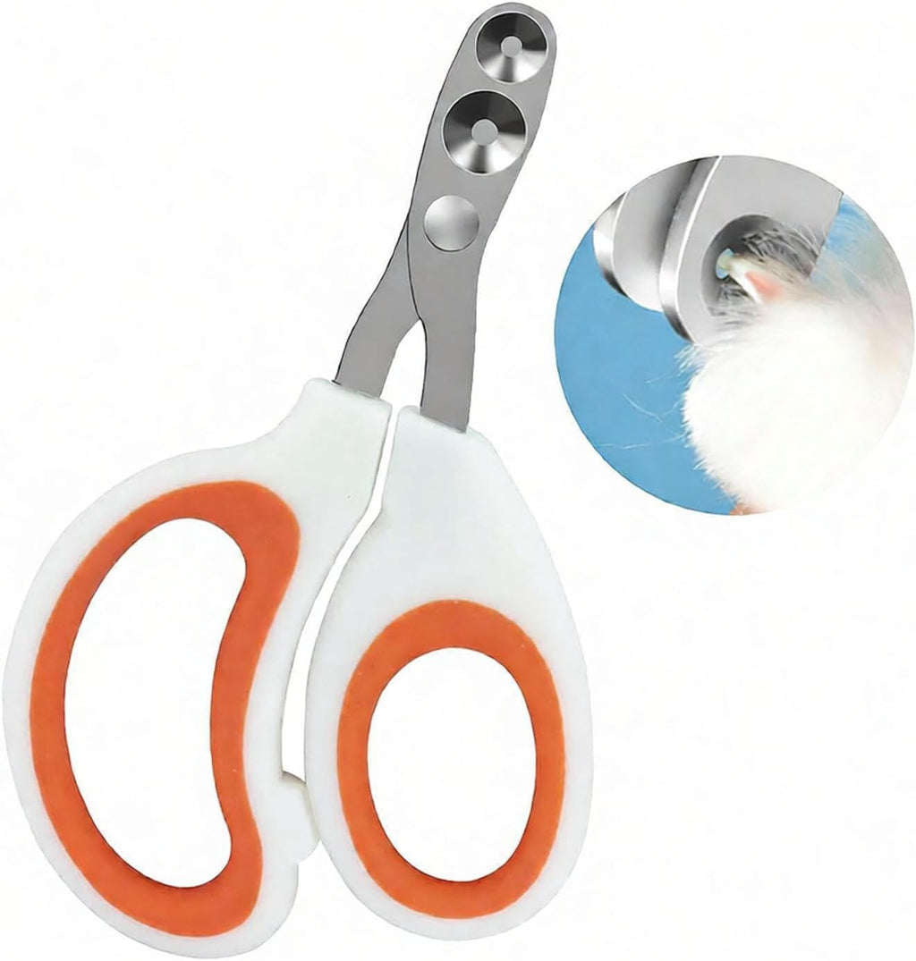 Auvotuis cat nail clippers front view showing the dual circular cutting holes.