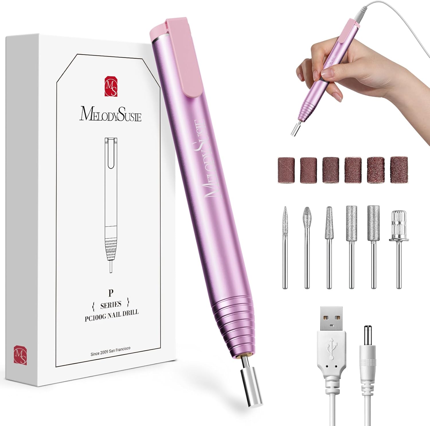 MelodySusie PocketNail PC100G pen-shaped nail drill front view