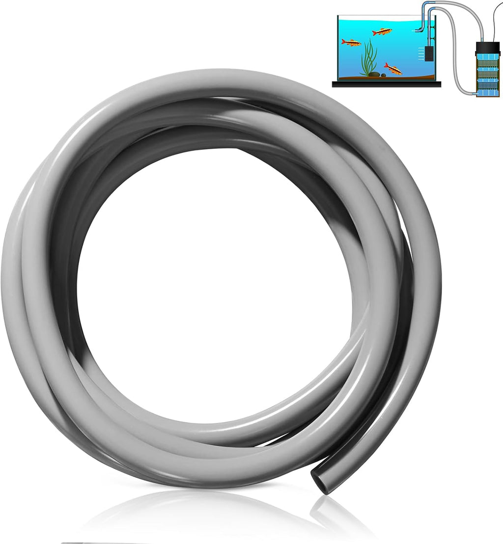 Nuanchu aquarium tubing front view showing flexible gray PVC plastic material.