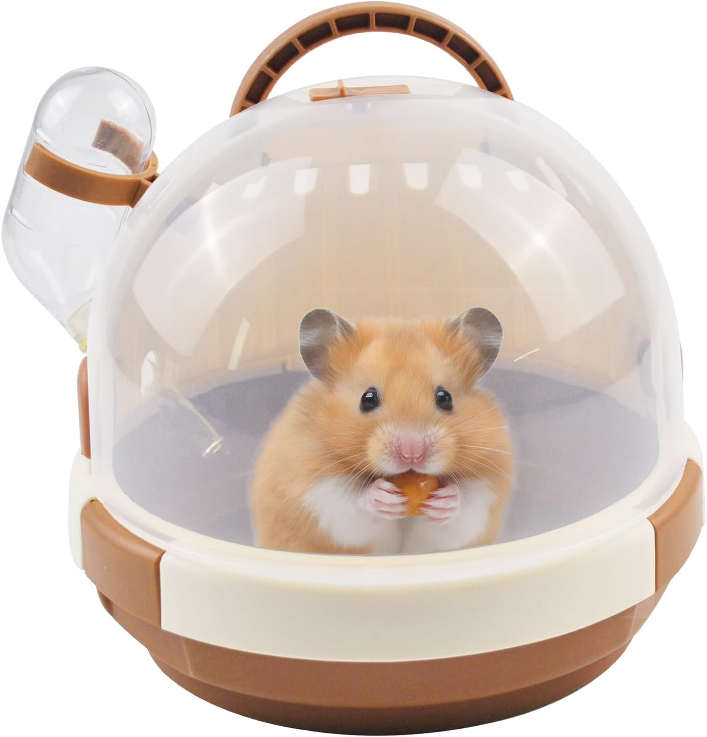 Hamster Carrier Cage PortableCages Small Animals Carry Travel Case with Water Bottle Plastic BreathableGuinea Pig Outgoing Cage for Dwarf Hamster Ferret Chinchillas Hedgehog (Brown) - Image 1
