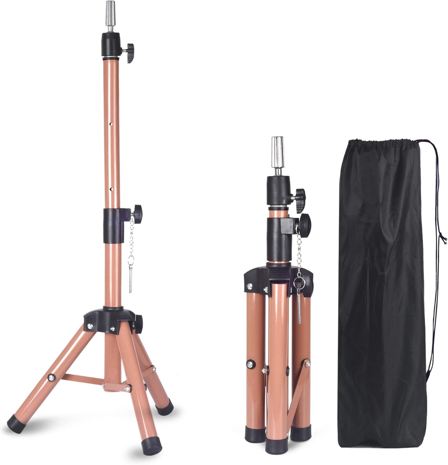 Smilco heavy duty wig head stand tripod front view showcasing the reinforced metal legs.