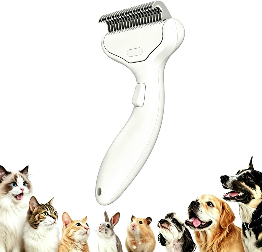 Undercoat Rake for Dogs & Cats, 3-in-1 Skin-Friendly Pet Fur Brush with One-Click Self-Clean Button, Deshedding Dog Brush for Long haired Pets, Cat Comb Removes Matted Fur & Loose Hair - Image 11