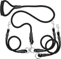 Sonqueen heavy duty three dog leash front view showing padded handle and black braided rope