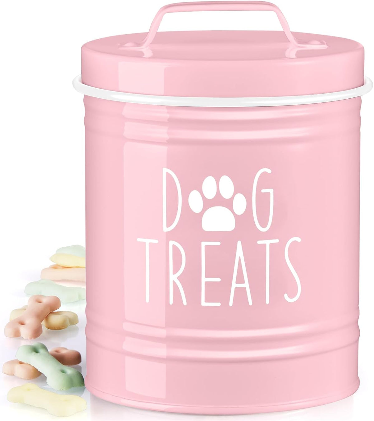 OUTNILI Small Dog Treat Container Airtight - 6" Tall X 4.9" Round Black Dog Treat Jar for Kitchen Counter - Rustic Treat Storage Canister for Dogs, Cats, Small Animals - Gifts for Pet Owners - Image 12