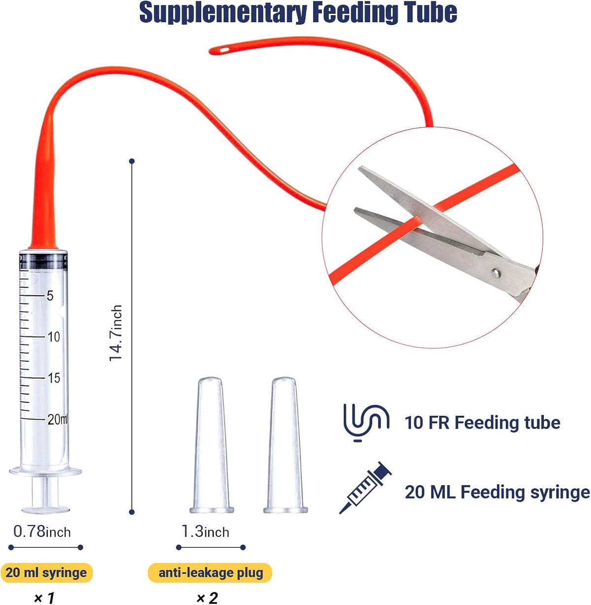 Pet feeding syringes in various milliliter sizes for precise liquid medicine administration