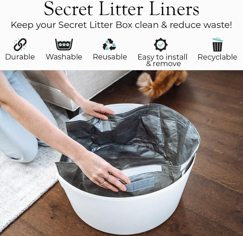 Bundle And Bliss cat litter liner featuring built-in side handles