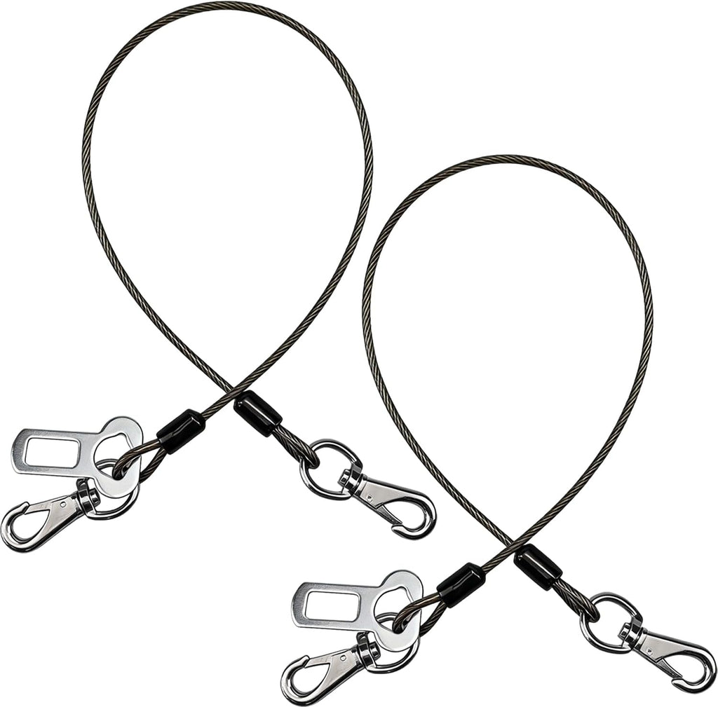 Mi PupJoy 2-in-1 dog seat belt front view showing steel wire