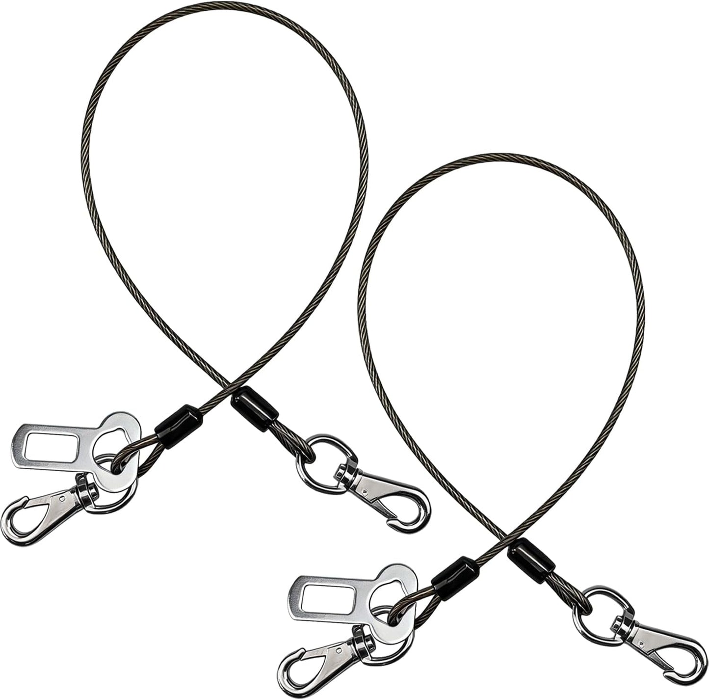 Mi PupJoy 2-in-1 dog seat belt front view showing steel wire
