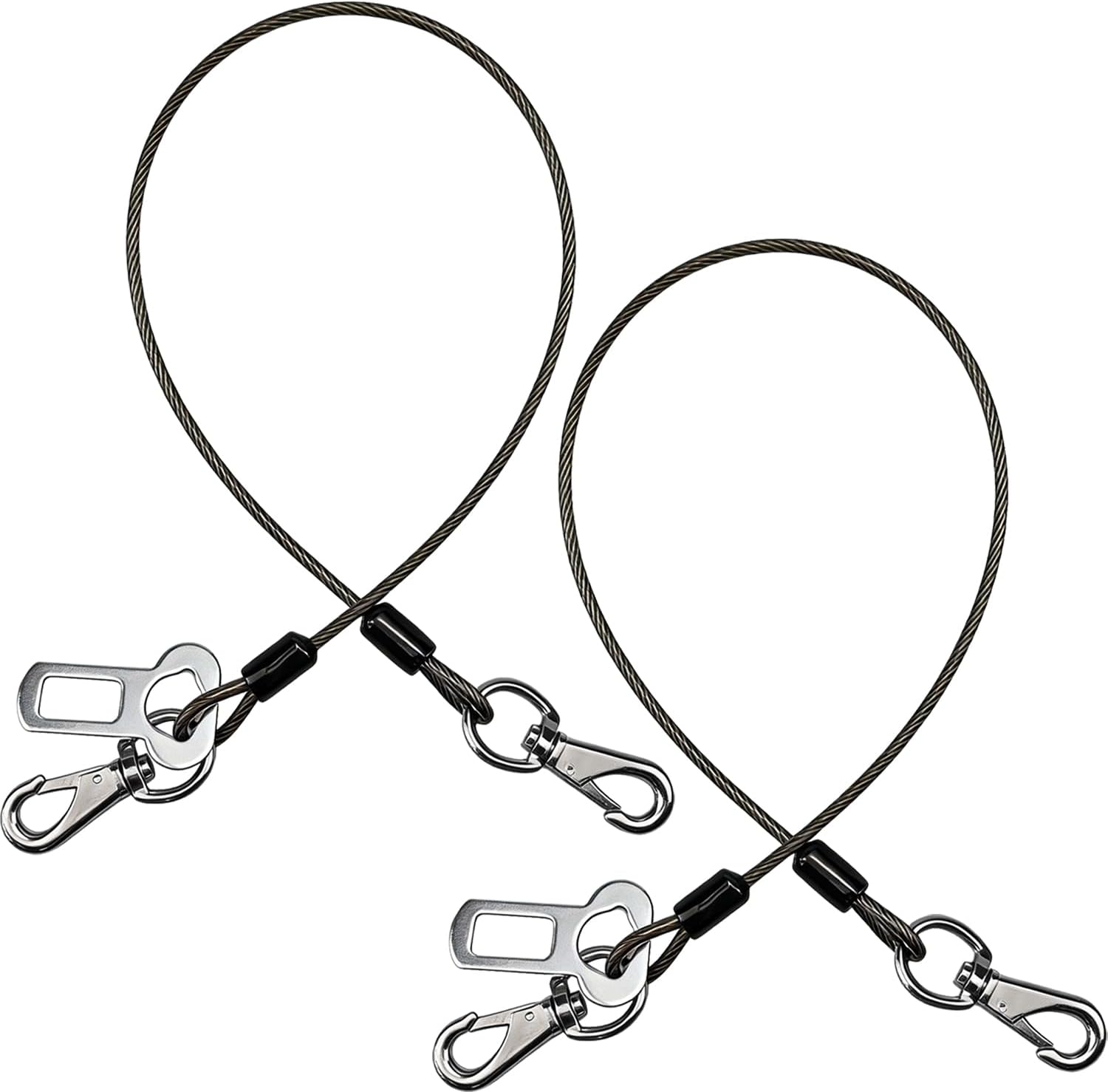 Mi PupJoy 2-in-1 dog seat belt front view showing steel wire