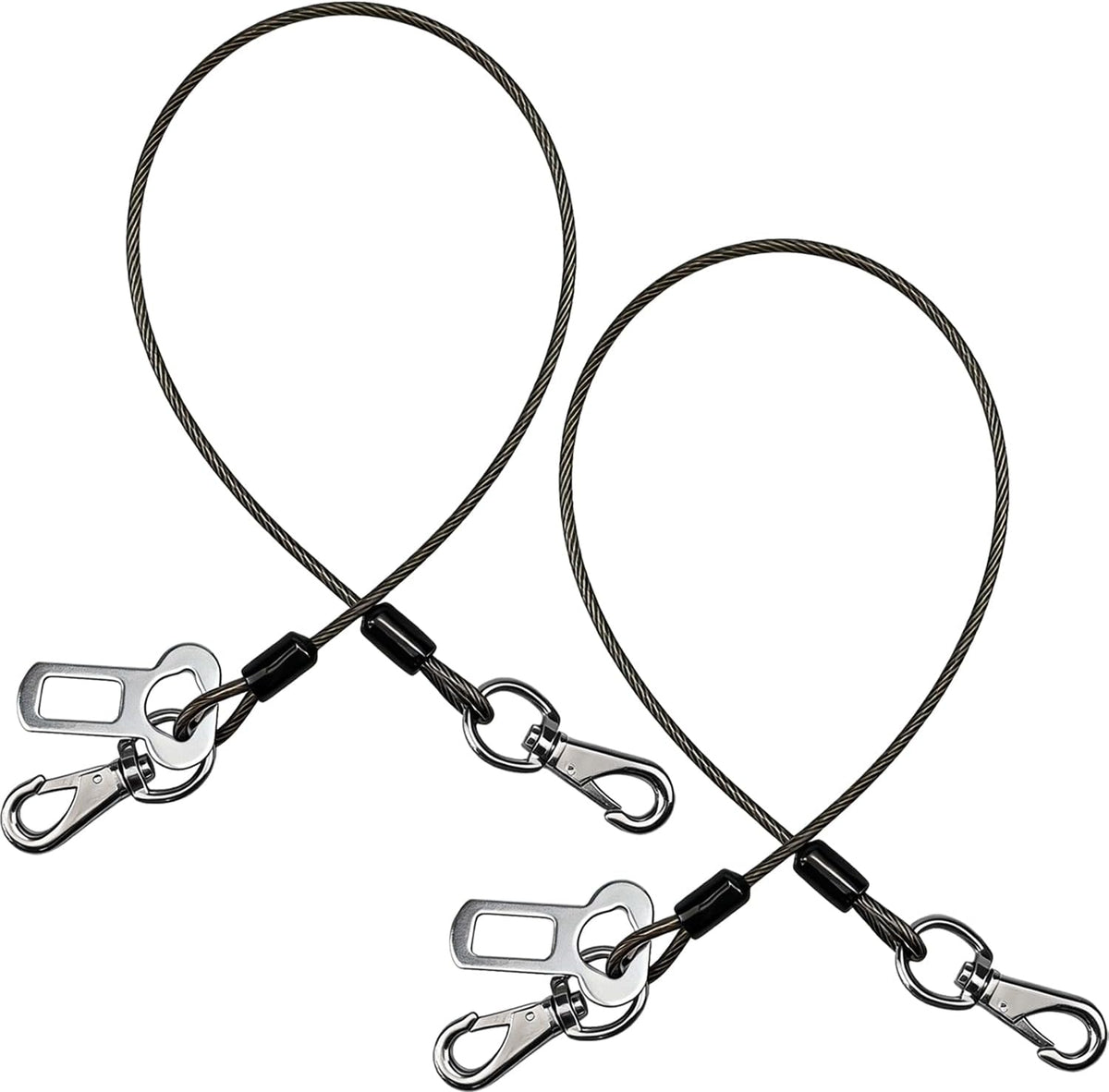 Mi PupJoy 2-in-1 dog seat belt front view showing steel wire