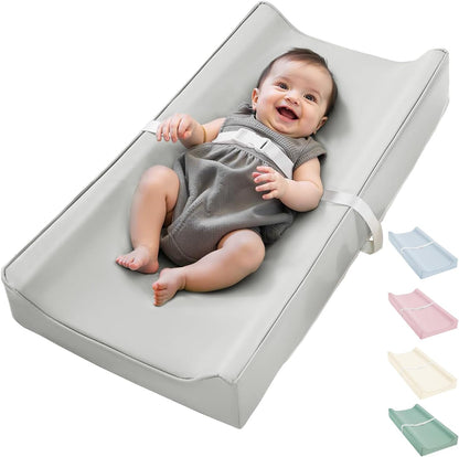 Navari vegan leather waterproof baby changing pad in gray front view