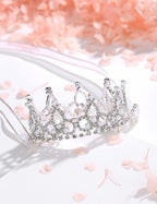 Close up shot of the intricate rhinestone detailing on the extra small pet tiara
