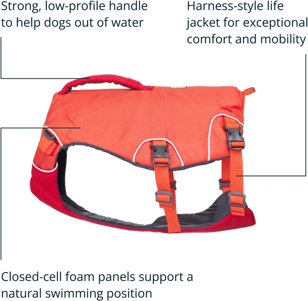 Adjustable dog safety harness vest side view on dog
