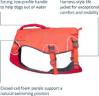 Adjustable dog safety harness vest side view on dog