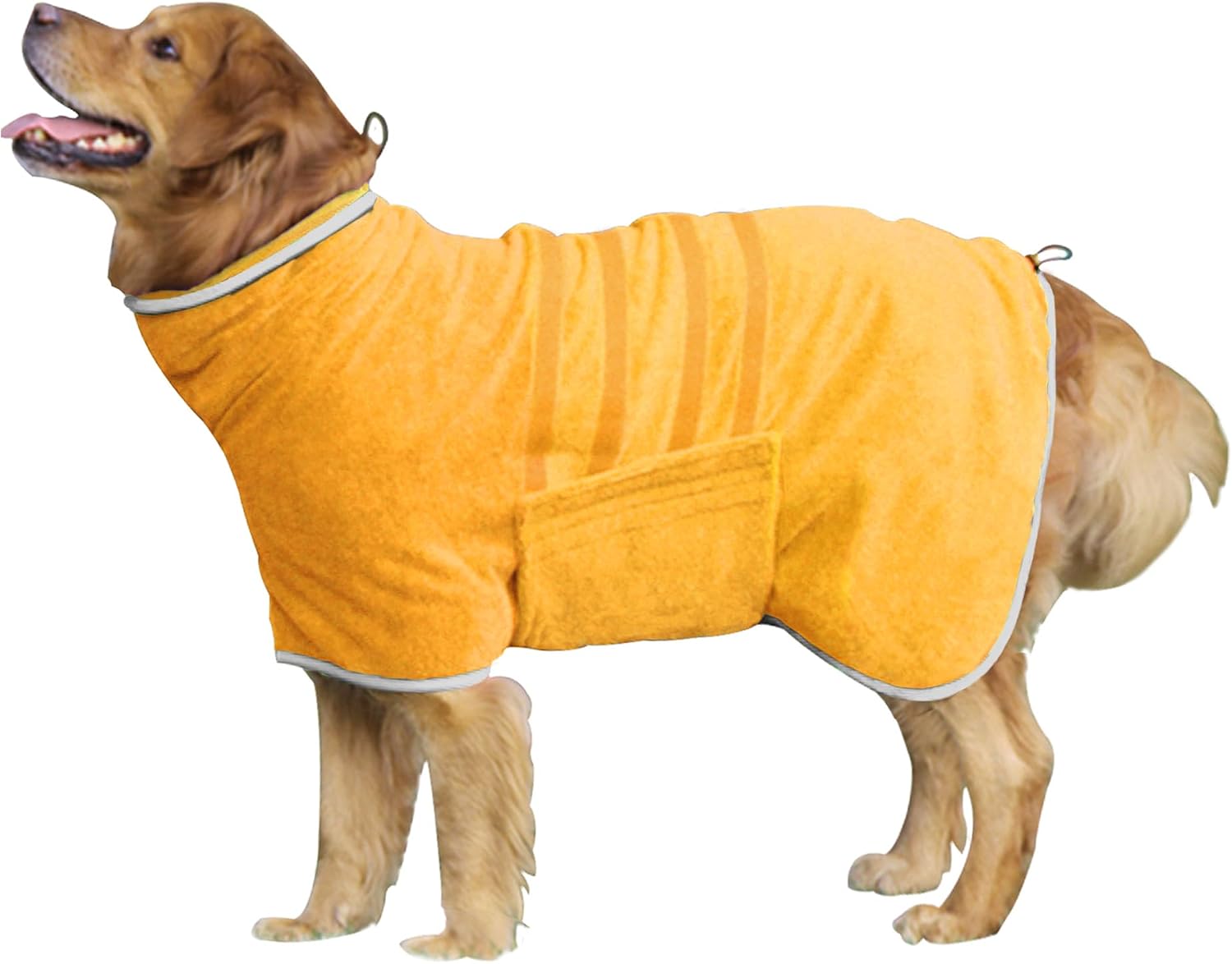 Dog Drying Coat, Microfiber Dog Drying Bag - Absorbent Pet Bathrobe for Dogs & Cats, Adjustable Collar & Belly Strap, Fast Drying Coat, Large, Grey - Image 9
