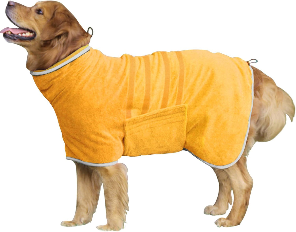 Dog Drying Coat, Microfiber Dog Drying Bag - Absorbent Pet Bathrobe for Dogs & Cats, Adjustable Collar & Belly Strap, Fast Drying Coat, Large, Grey - Image 9