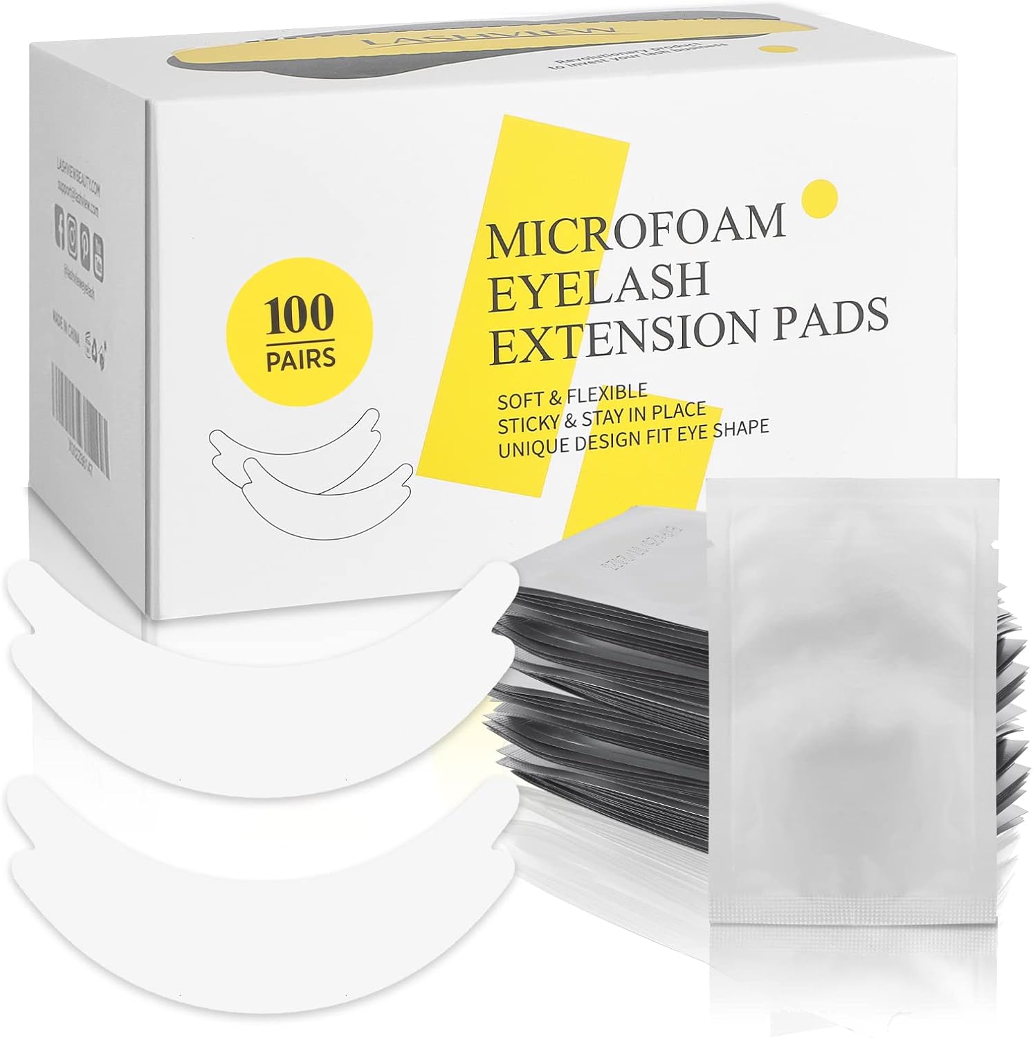 Lashview microfoam under eye pads 100 pairs front packaging