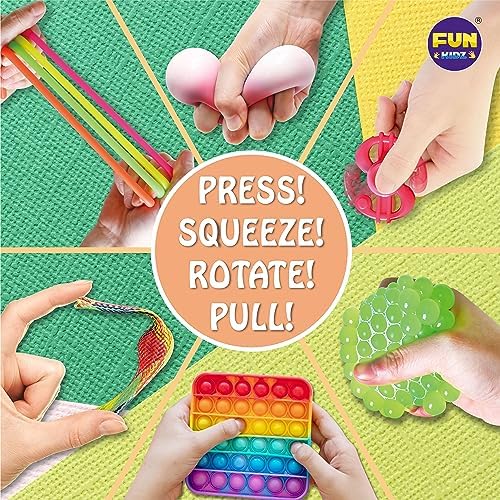 Close up of diverse fidget toys from FunKidz 24 piece set