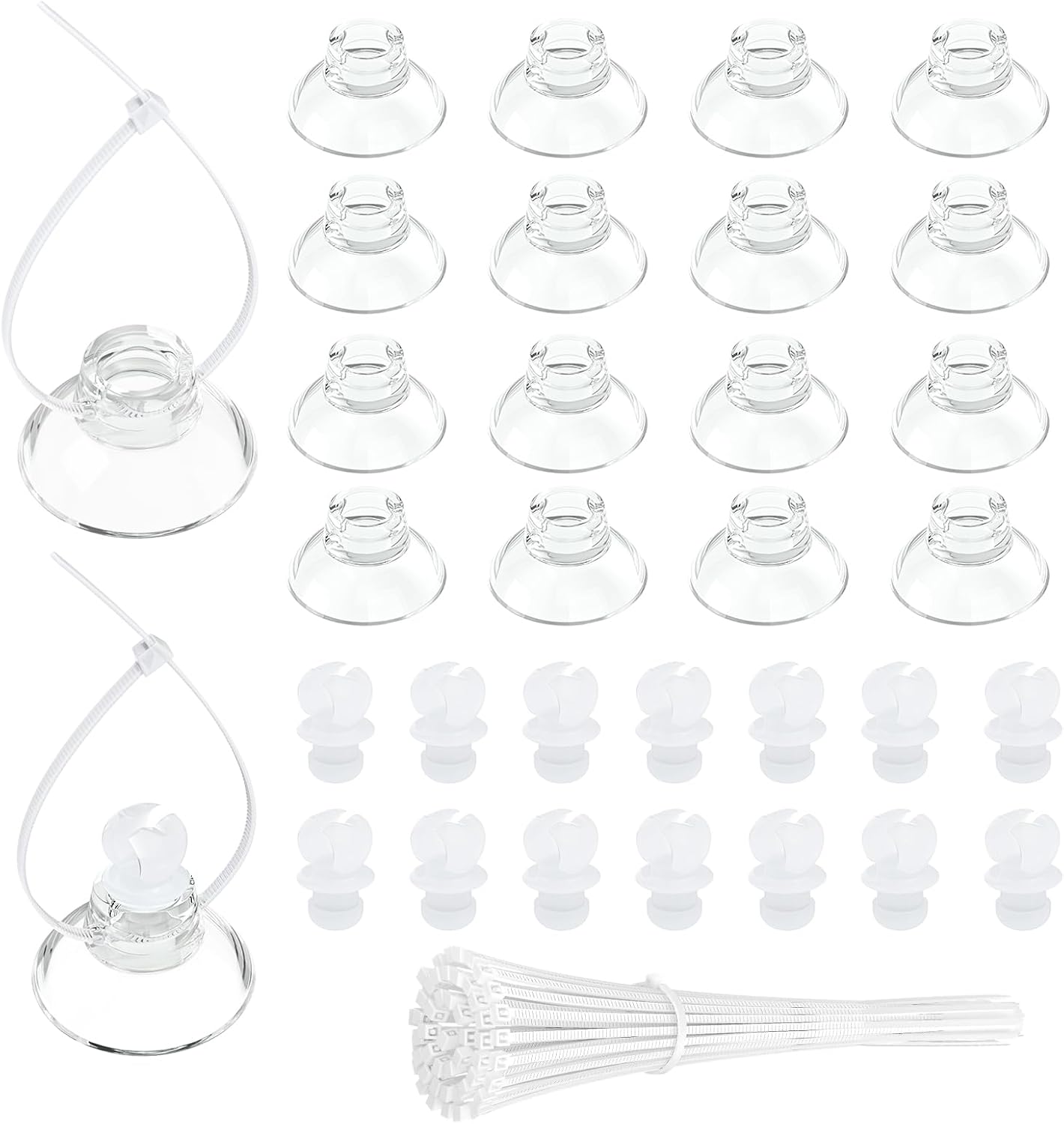 Pawfly 20 Pack Aquarium Suction Cups with Clips and Adjustable Zip Ties Cables Fish Tank Tools for Binding Moss Holding Airline Tubing Decorations Shrimp Nests and Reptile Hammocks - Image 9