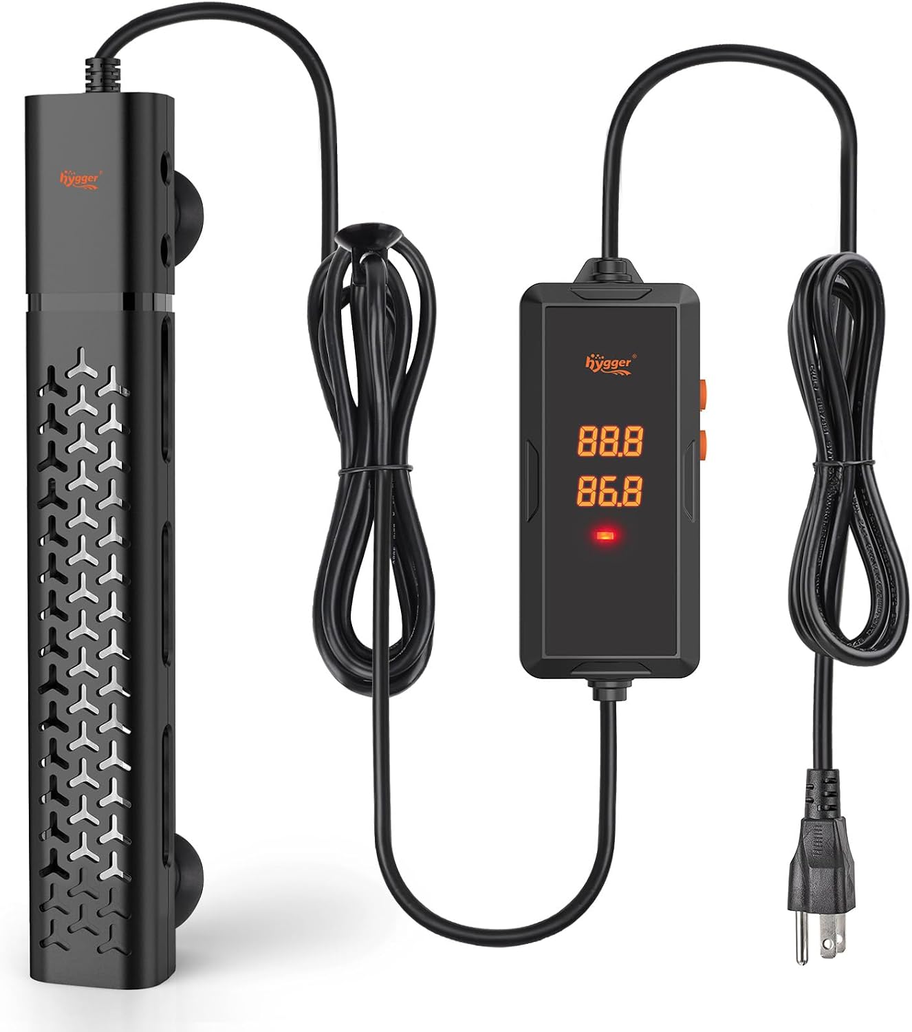 Hygger aquarium heater packaging and included accessories