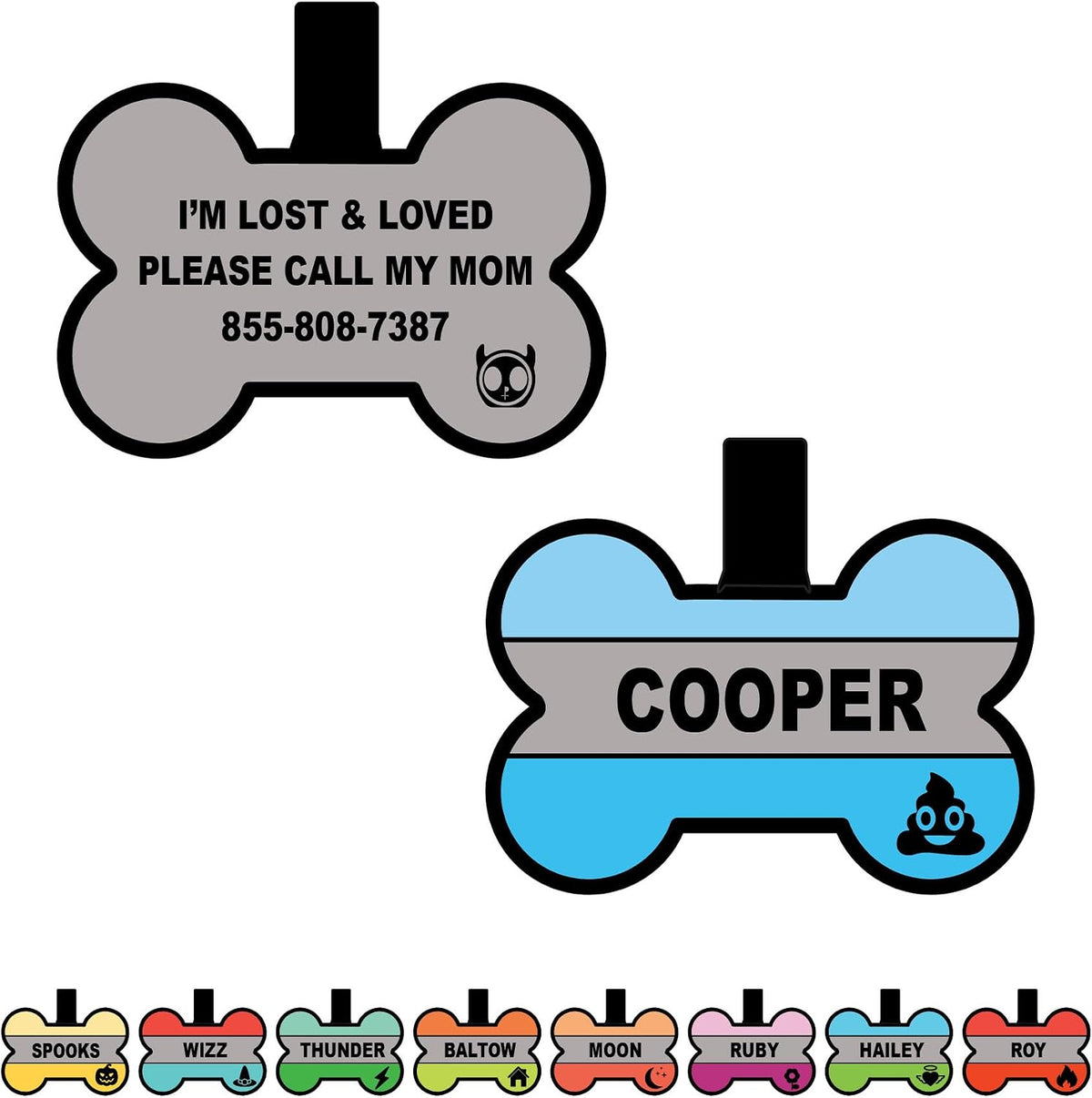 Laser engraved personalized silicone name tag for dogs and cats