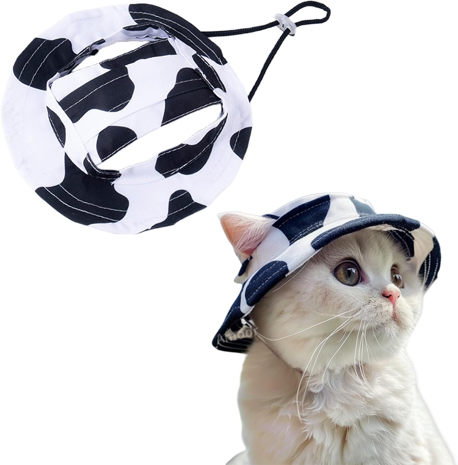 Dog Sun Hat,1PC Adjustable Princess Dog Bucket Hat with Ear Holes,Round Brim Dogs Visor Cap Pet Fisherman Hat for Pupies Small Dogs Cat Outdoor Sport (Blue, Large) - Image 13