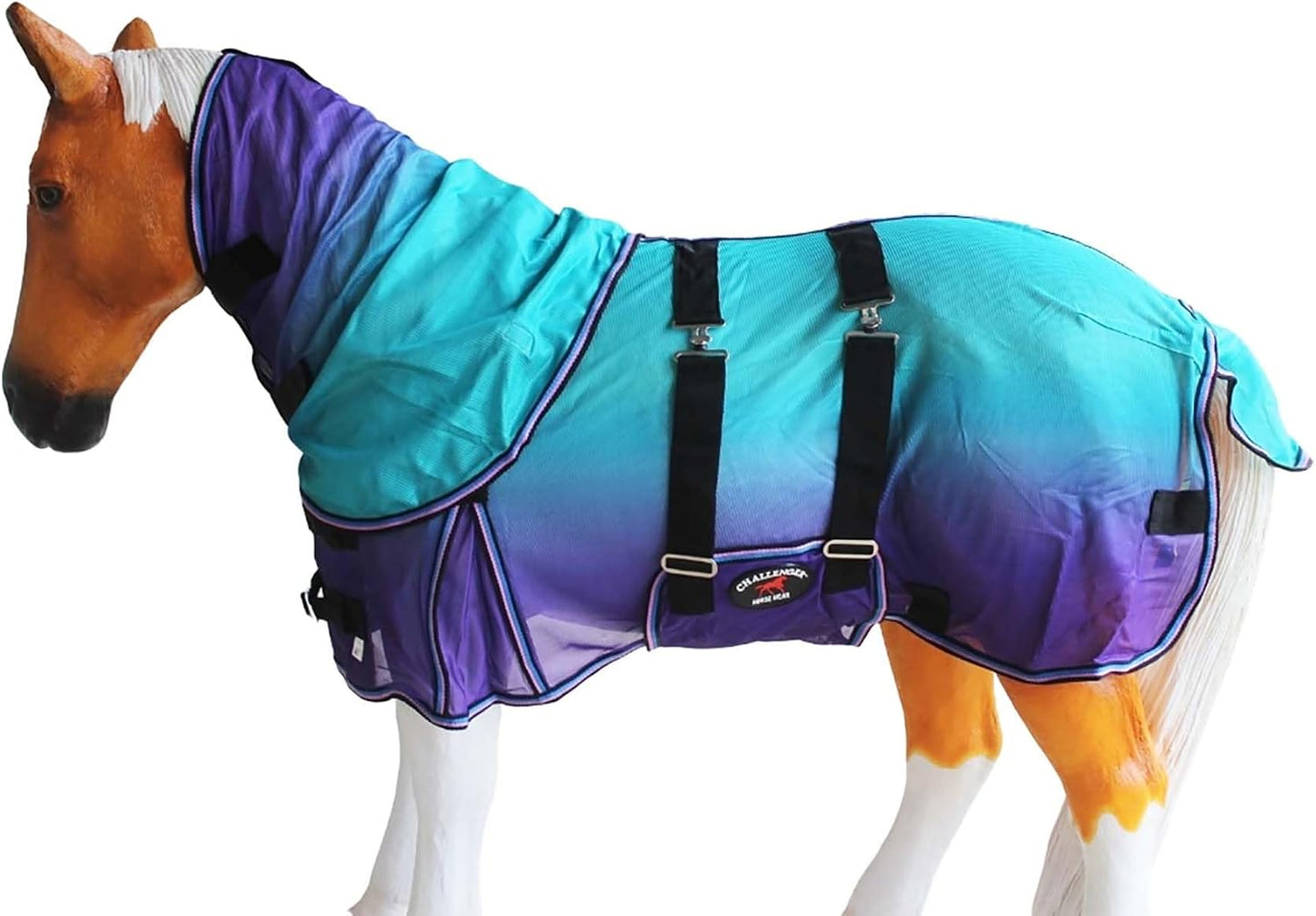 Challenger purple pink ombre pony flysheet detached neck hood attachment view