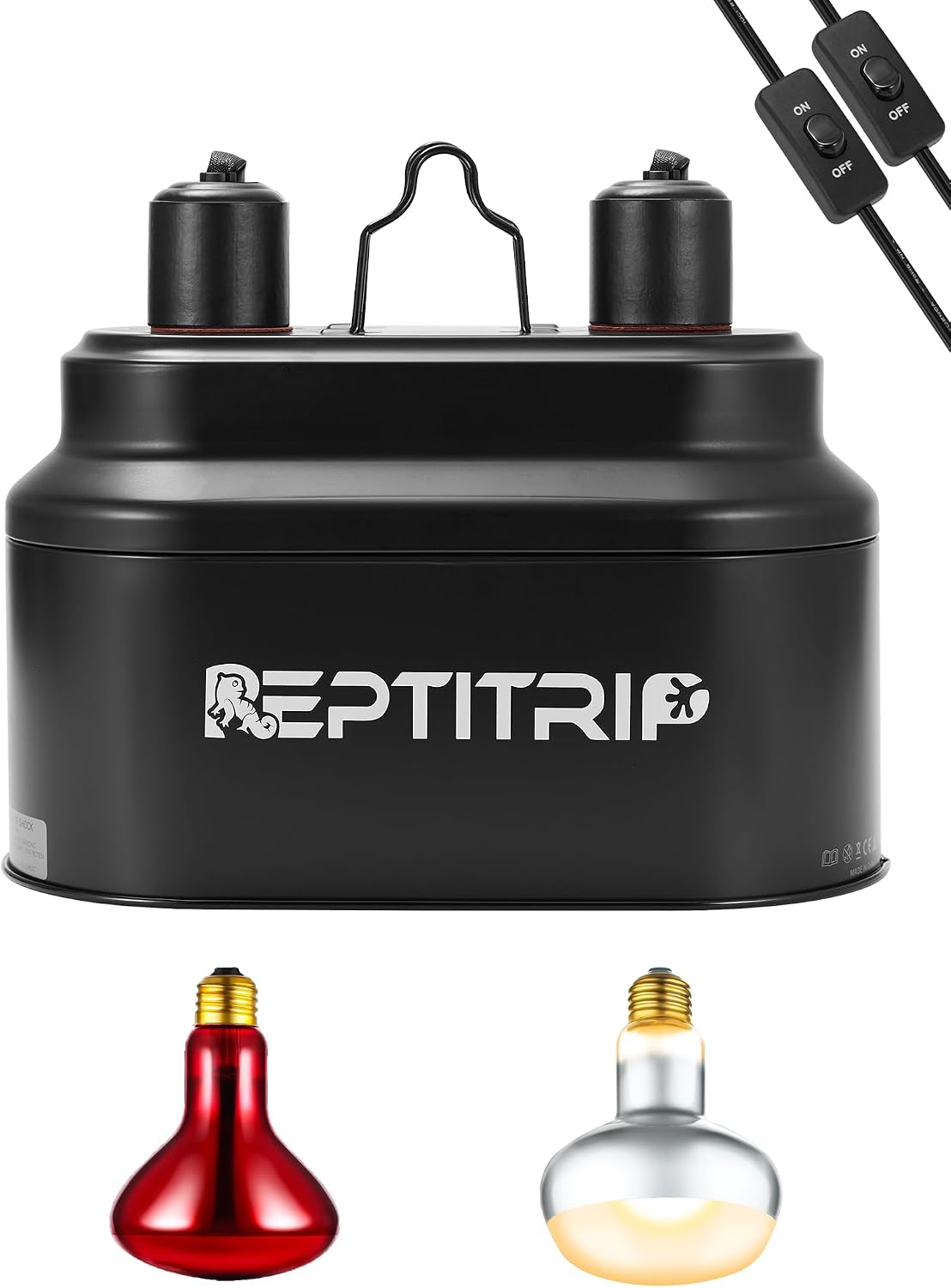 REPTITRIP Dual Reptile Light Fixture with 100W Full Spectrum UVA UVB Light Bulb & 100W Nighttime Ceramic Heat Emitter, 2 Independent Switches, Reptile UVA UVB Heat Combo Pack - Image 10