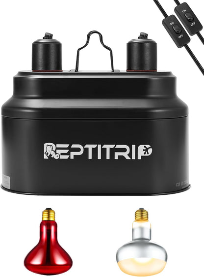 REPTITRIP Dual Reptile Light Fixture with 100W Full Spectrum UVA UVB Light Bulb & 100W Nighttime Ceramic Heat Emitter, 2 Independent Switches, Reptile UVA UVB Heat Combo Pack - Image 10