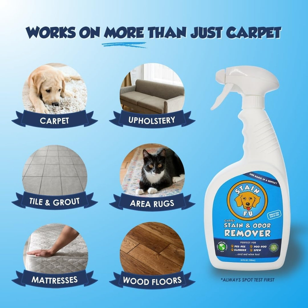Pet Stain & Odor Remover - Carpet Cleaner Spray for Dog & Cat Urine, Feces, Vomit, Coffee & Wine Stains - Upholstery, Rugs & Furniture Cleaner - 24 oz - Image 10