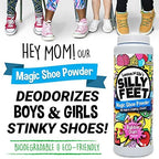 Talc-free cornstarch foot powder bottle showing USA quality standards.